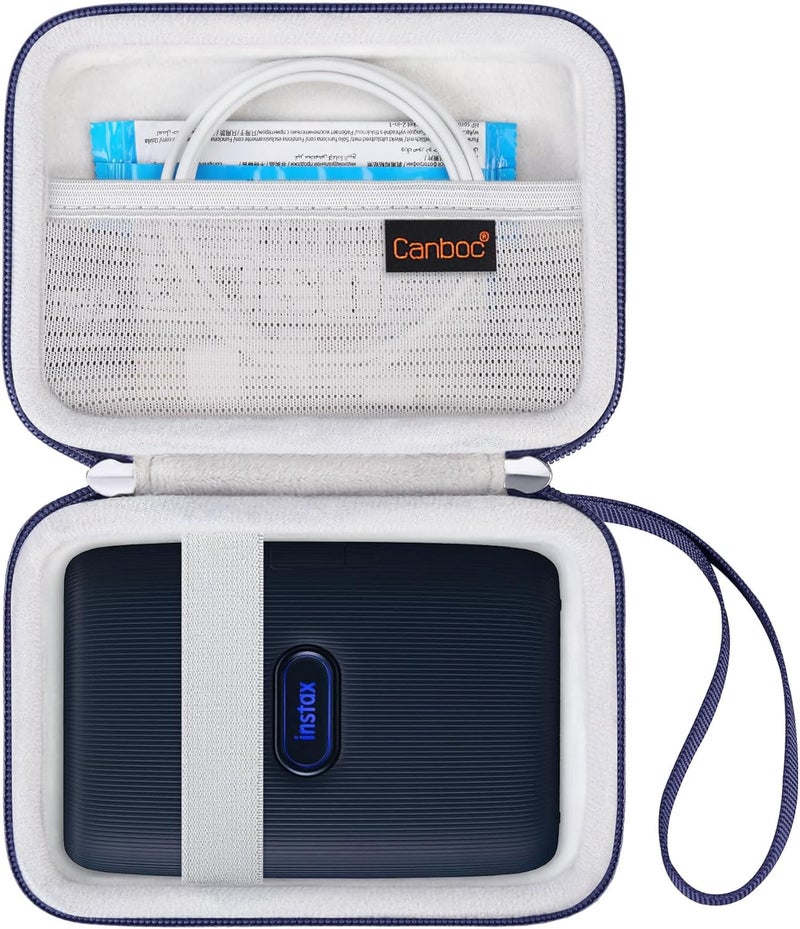 Canboc Carrying Case for Fujifilm Instax Mini Link 3 2 1 Smartphone Printer, Mesh pocket fit Instant Film and Cable, Dark Denim (Case Only) - Image 1